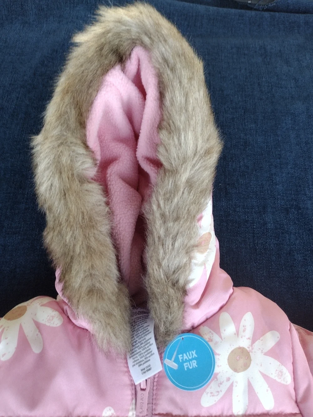 BRAND NEW Baby Girl Carter's Faux Fur-Trimmed Hooded Printed Snowsuit 6-9 M